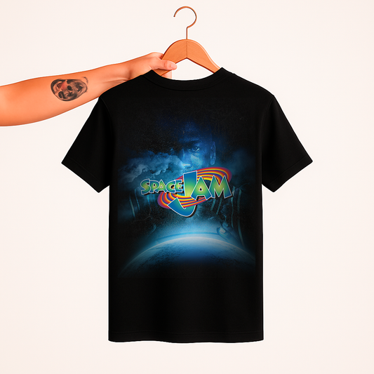 Playera Oversized Space Jam Negra tipo Vintage Basketball