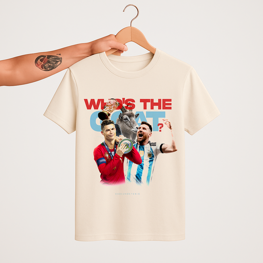 Playera “Quien es la Cabra🐐” Estilo retro oversized beige.