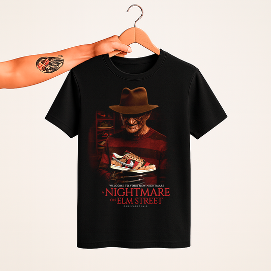 Playera de Freddy Krueger, color negro tipo Vintage