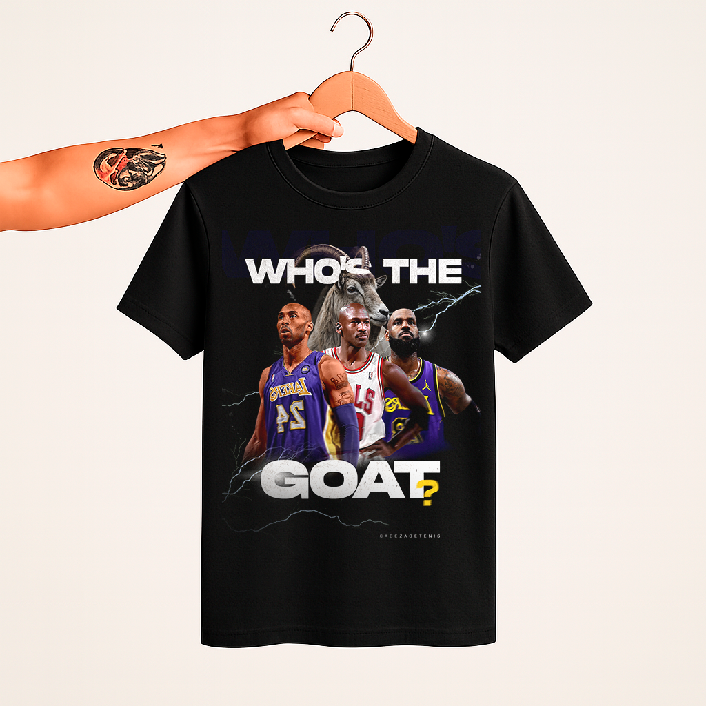 Playera “Quien es el GOAT?” Estilo retro oversized negra.