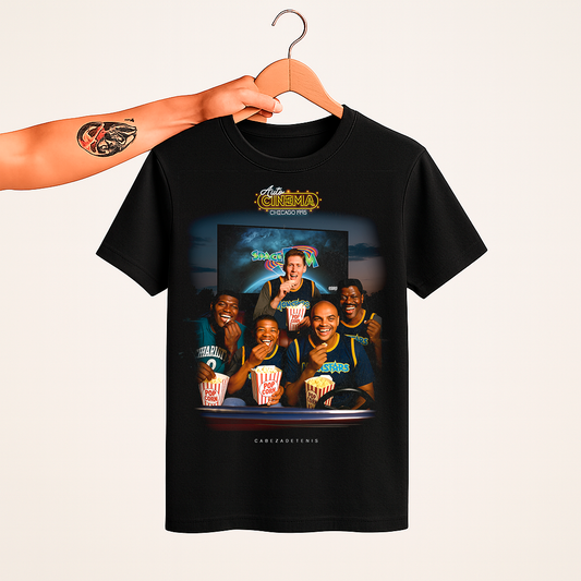 Playera Oversized Space Jam Negra tipo Vintage Basketball