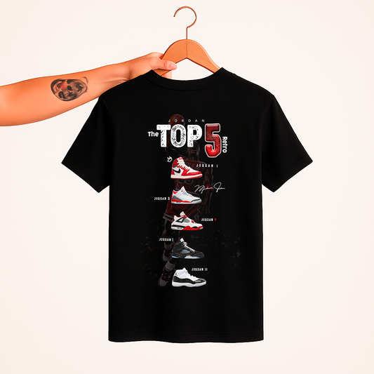 Playera de Jordan Retro Top 5 Negra tipo Vintage Basketball